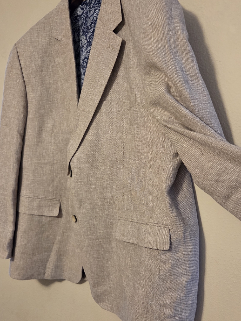 Oak Hill Sport Coat Blazer 2XL 50R/52R Linen Rayon Tan - Picture 3 of 14